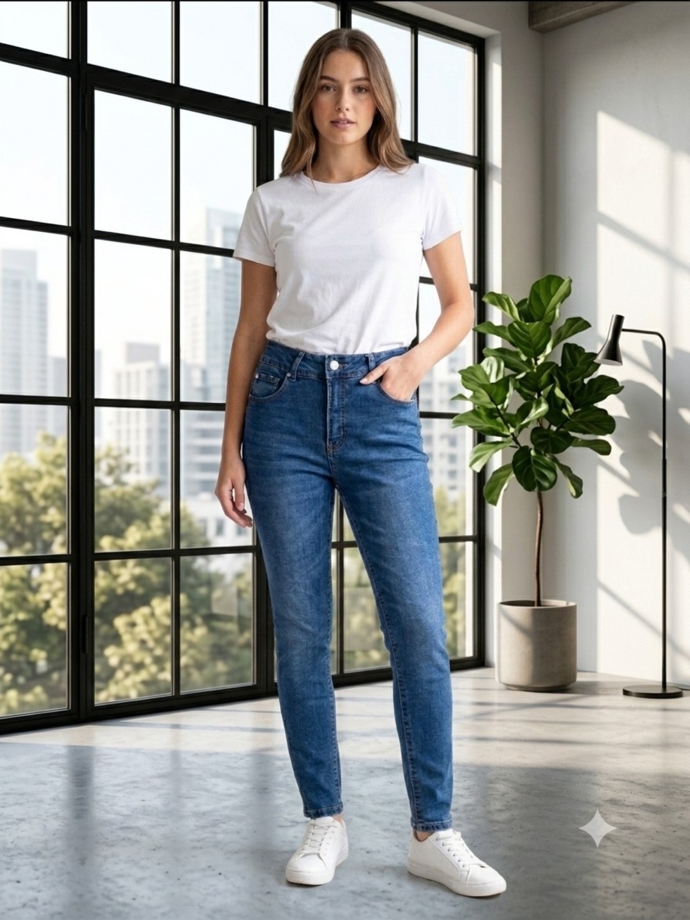 Tahari Chloe Fit Solutions Women's Skinny Jeans in Medium Blue Denim